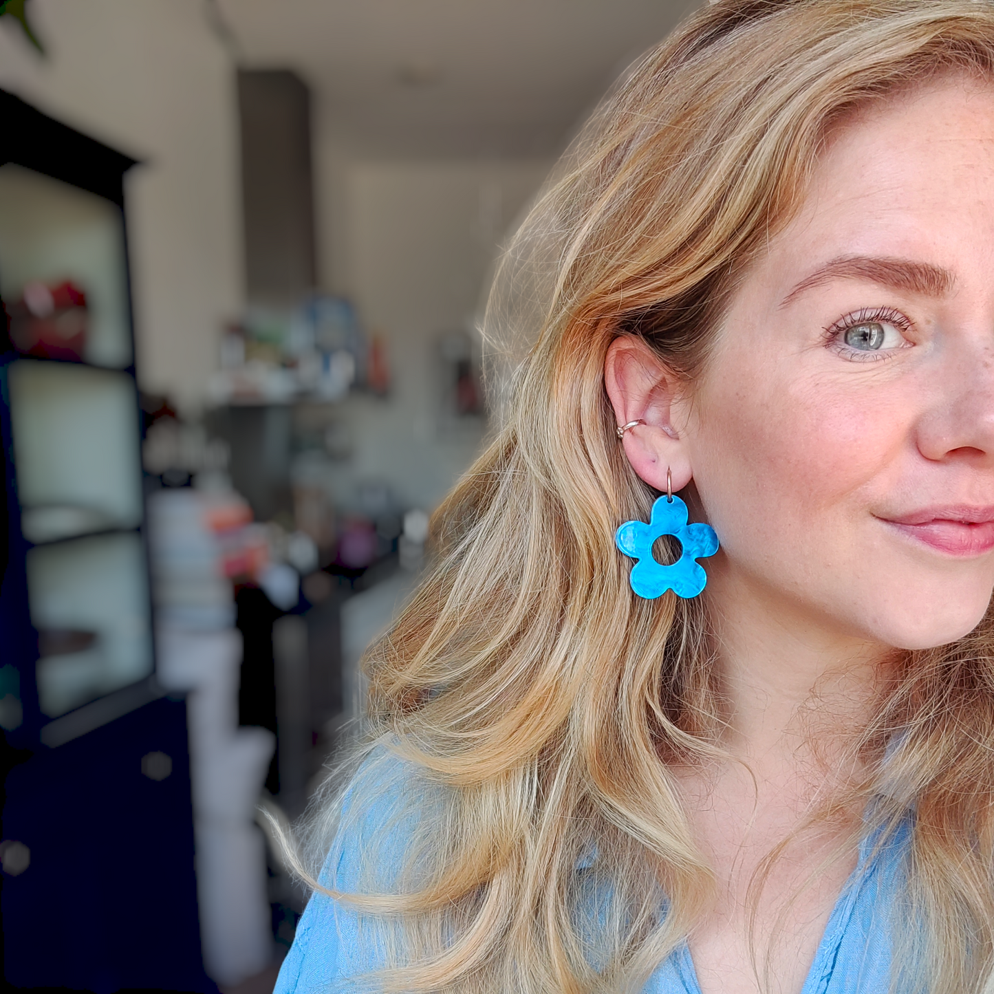 Flower fest oorbellen blauw