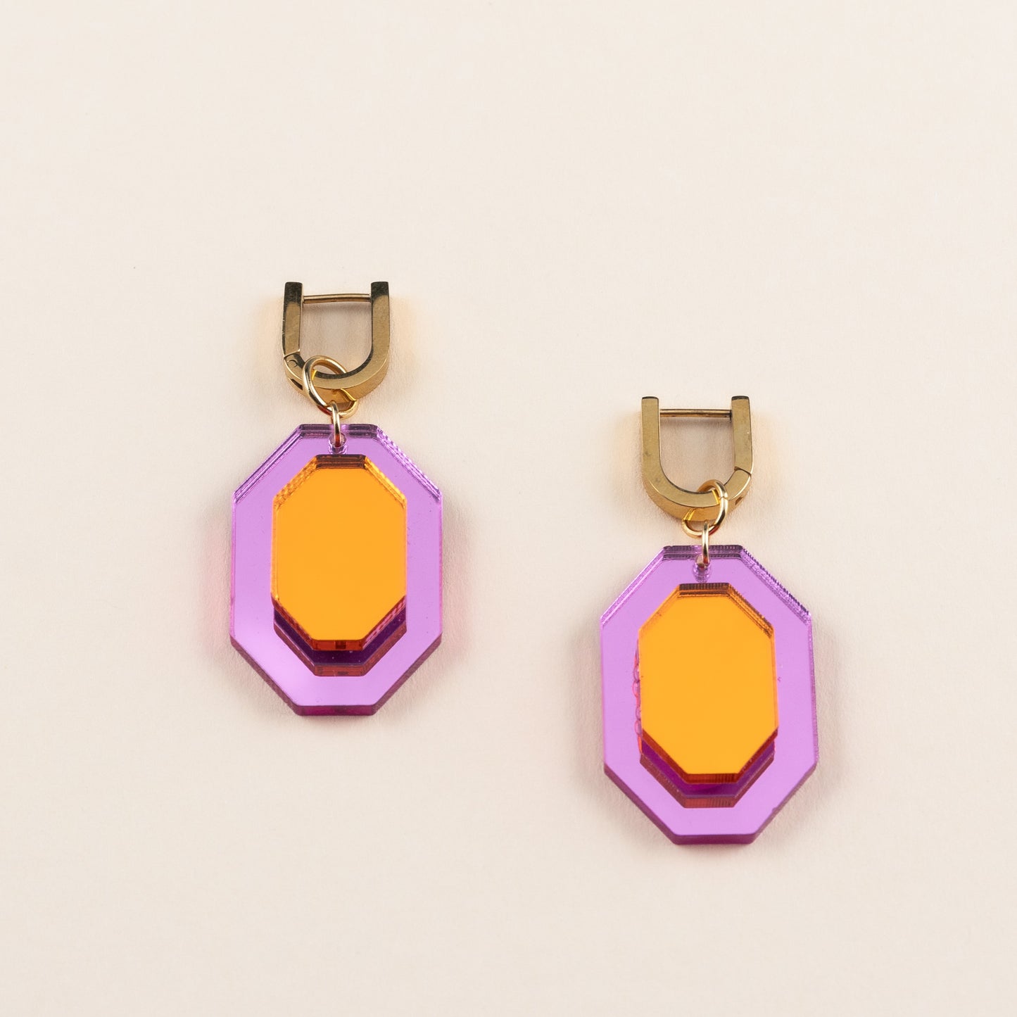 Lux oorbellen oranje/roze