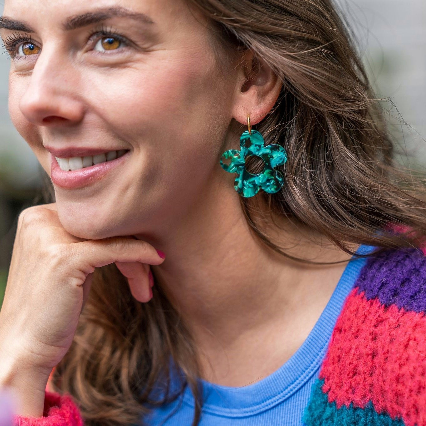 Flower fest earrings green mix
