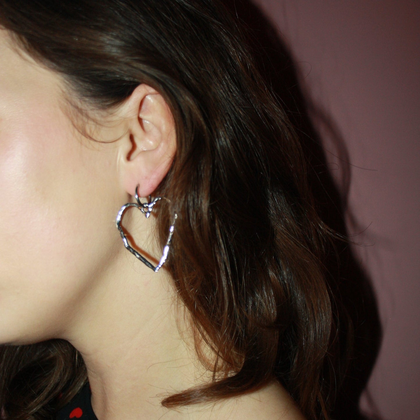 Heart hoops silver